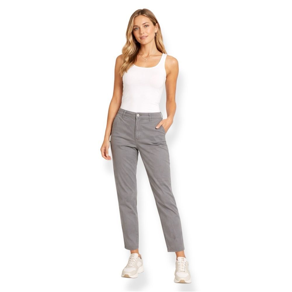 Eileen Fisher Organic Cotton Light Gray Trousers Pants with Pockets